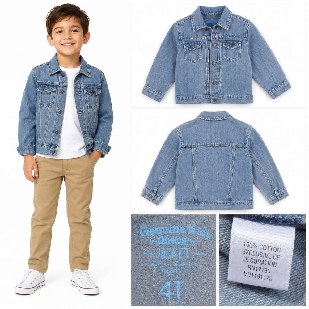 OshKosh Genuine Kids 4T Denim Jean Jacket Vintage Style